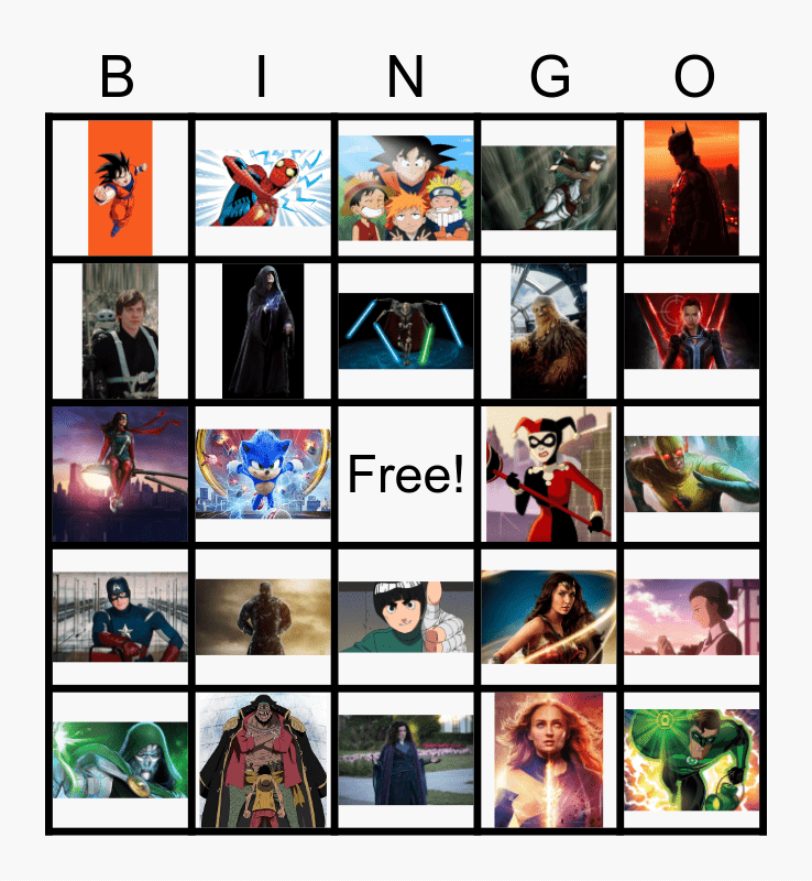 Comic Bingo Card