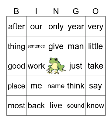 Most Common Words 12 Bingo Card