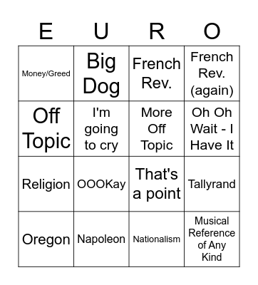 AP EURO Bingo Card
