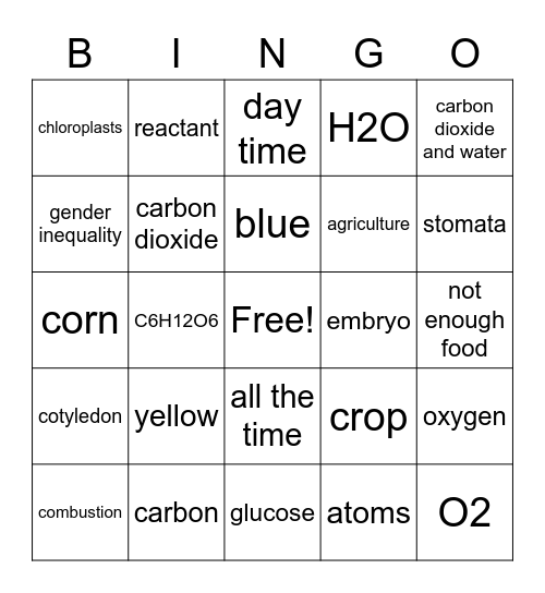 Plant Review Bingo Card