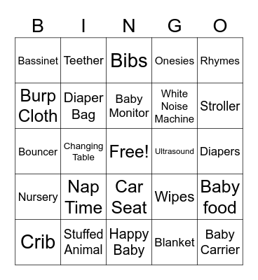 Baby Shower Bingo Card