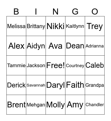 Bronkema Thanksgiving Bingo Card