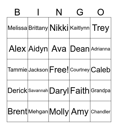 Bronkema Thanksgiving Bingo Card