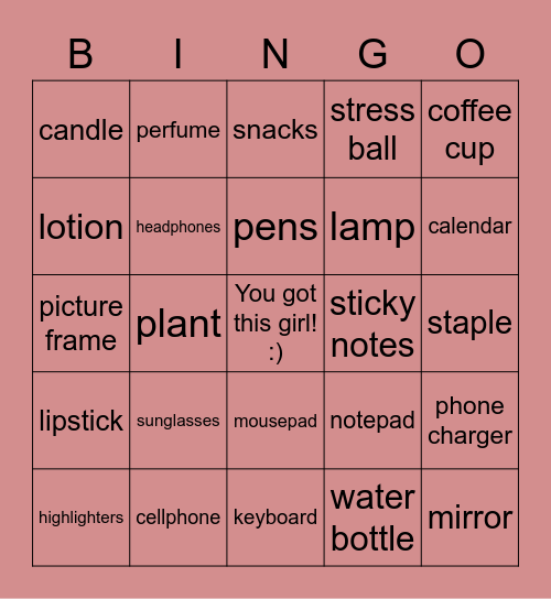 What's on your work desk? Bingo Card