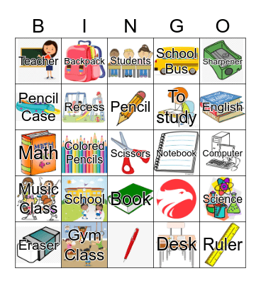 School Bingo Card