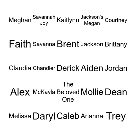 Bronkema Thanksgiving Bingo Card