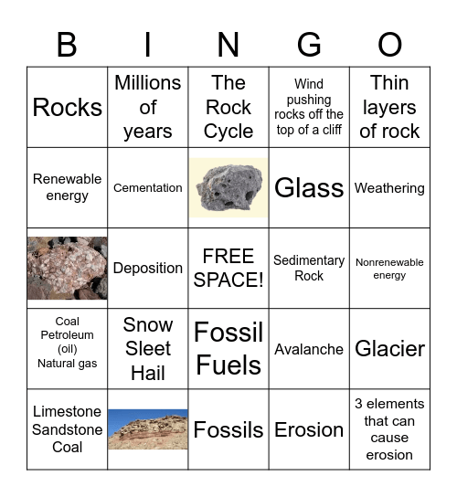 Layers of the Earth & The Rock Cycle Bingo Card