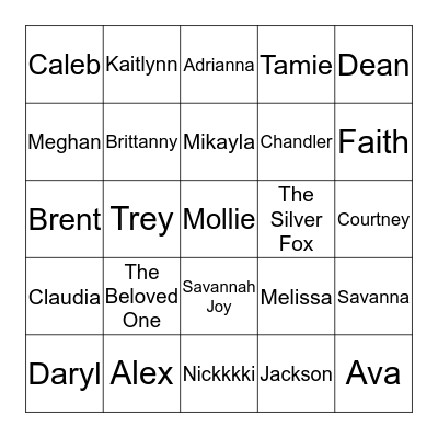 Bronkema Thanksgiving Bingo Card