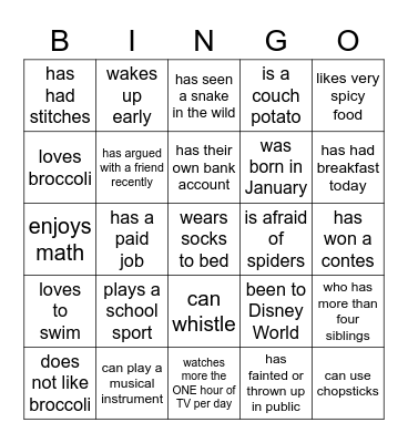 FIND SOMEONE WHO ... Bingo Card