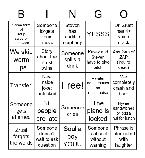 Retreat Bingo Card