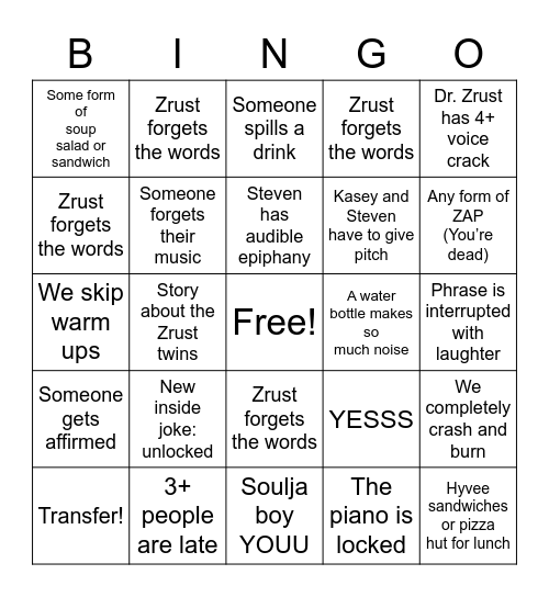 Retreat Bingo Card