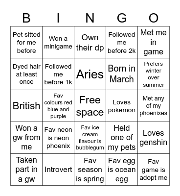 Untitled Bingo Card