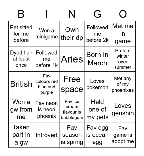 Untitled Bingo Card