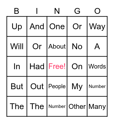 William's Bingo Card