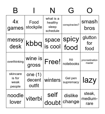 Ningo Bingo Card