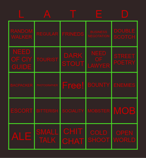 (BE)LATED? - Bingo Shoot On Tap Bingo Card
