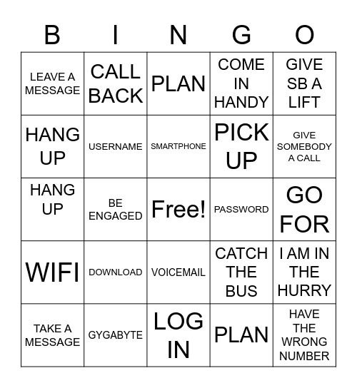 TECNOLOGY Bingo Card
