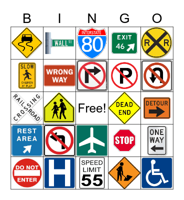 Traffic Sign Bingo Card