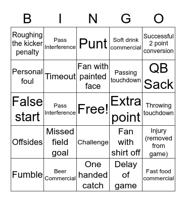 Ohio State vs Michigan Bingo Card