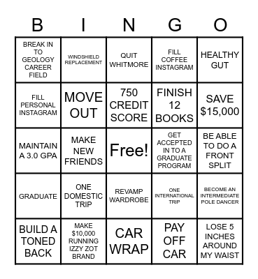 2023 GOALS Bingo Card