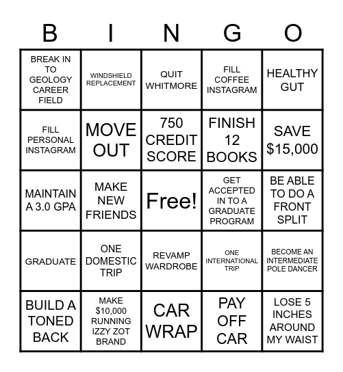 2023 GOALS Bingo Card