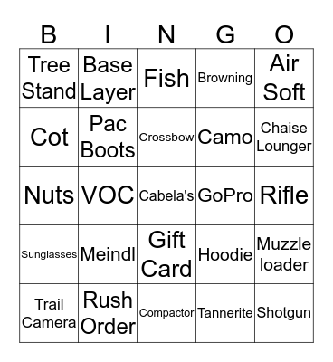 Cabela's Radio Bingo Card