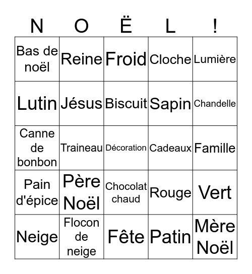 Bingo de Noël Bingo Card