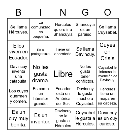 Cuyes en Crisis #1 Bingo Card