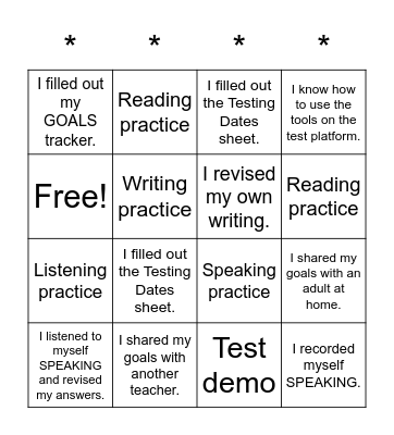 ACCESS Prep Bingo Card