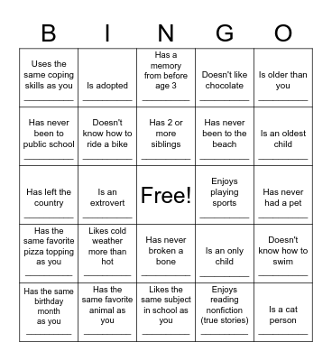 Find Someone Who ... Bingo Card