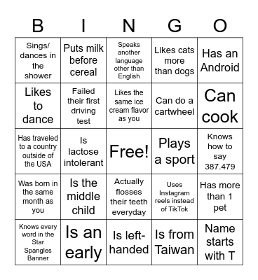 BIO (not BIOLOGY) Bingo Card