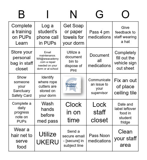 COMPLIANCE BINGO! Turn in a card with a bingo to Joel Porter or Eboni Jones, by 12pm on 1/26, to receive a prize. Include your name. GOOD LUCK! Bingo Card