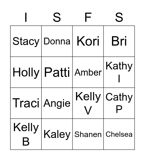 Instructor Bingo Card