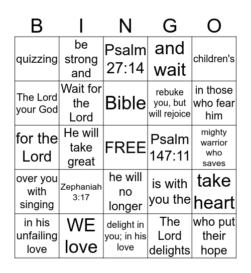 Memory Verse  Bingo Card