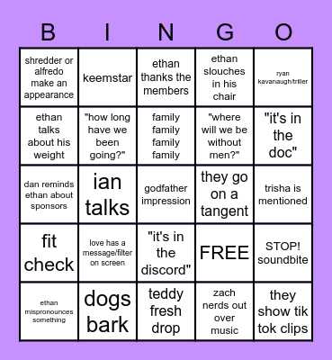 H3 PODCAST Bingo Card