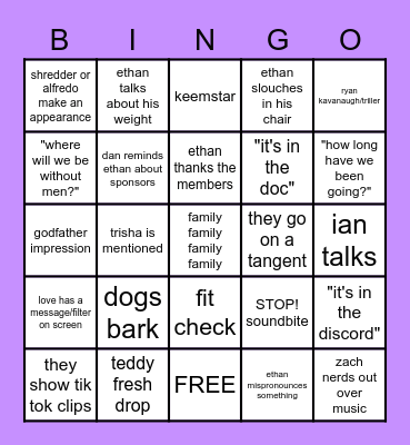 H3 PODCAST Bingo Card