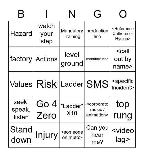 Ladder BINGO Card