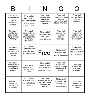 Ice Breaker Bingo Card