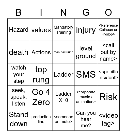 Ladder BINGO Card