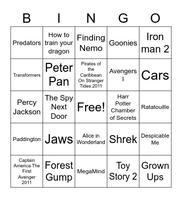 Movies I've Seen Bingo Card