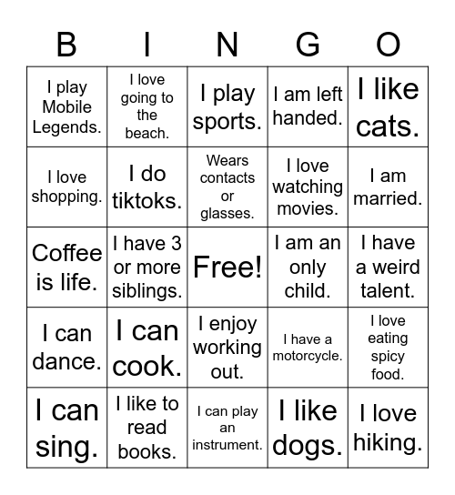 GET-TO-KNOW-BINGO Card