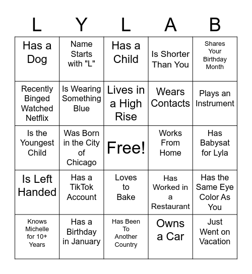 Birthday Bingo Card