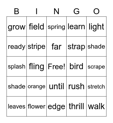 U2 W 5 2nd Bingo Card