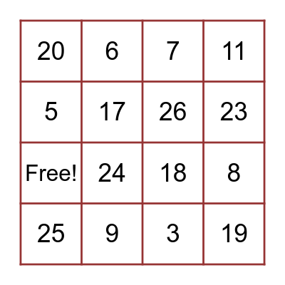 OT Loteria Bingo Card