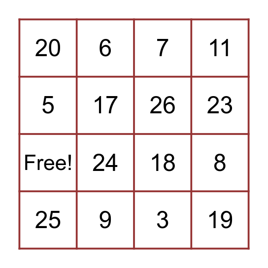 OT Loteria Bingo Card