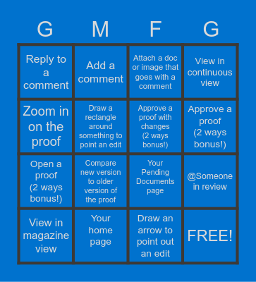 Project Place Bingo Card