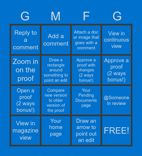 Project Place Bingo Card