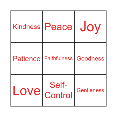 Fruits of the Spirit Bingo Card