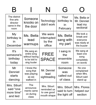 Friday Bingo Card