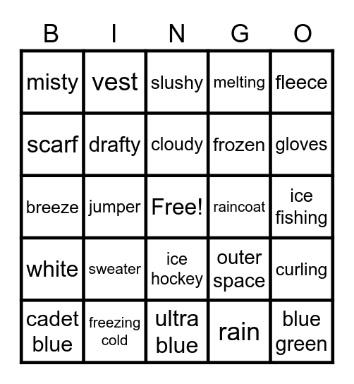 Winter Blues Bingo Card